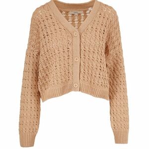 Vince 100% Cotton Vanilla Open Knit Button Cardigan Size L